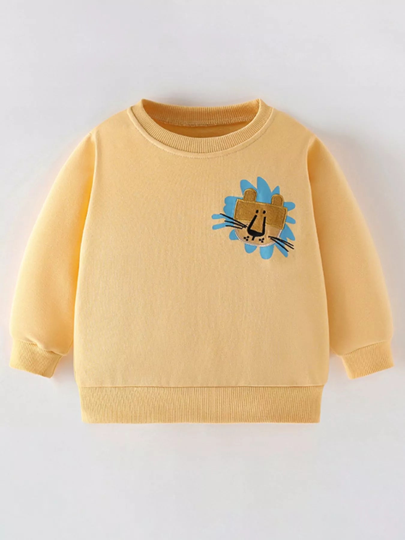 Boys Sweatshirt Gld Lion Embroidered Crew Neck for Children Gold Boys_Sweatshirt_Gld_Lion_Embroidered_Crew_Neck_for_Children Trendsi
