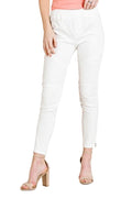 High Waist Skinny Moto Pants in Off White
