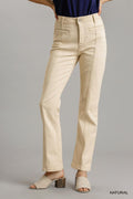 Panel Straight Cut Denim Jeans with Pockets