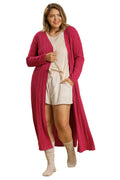 Open Front Long Body Cardigan in Forest - Sizes XL to 2XL