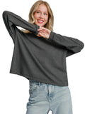 Soft Stretch Basic Top – Charcoal, Sizes S, M, L, 92% Rayon 8% Spandex Modal Fabric