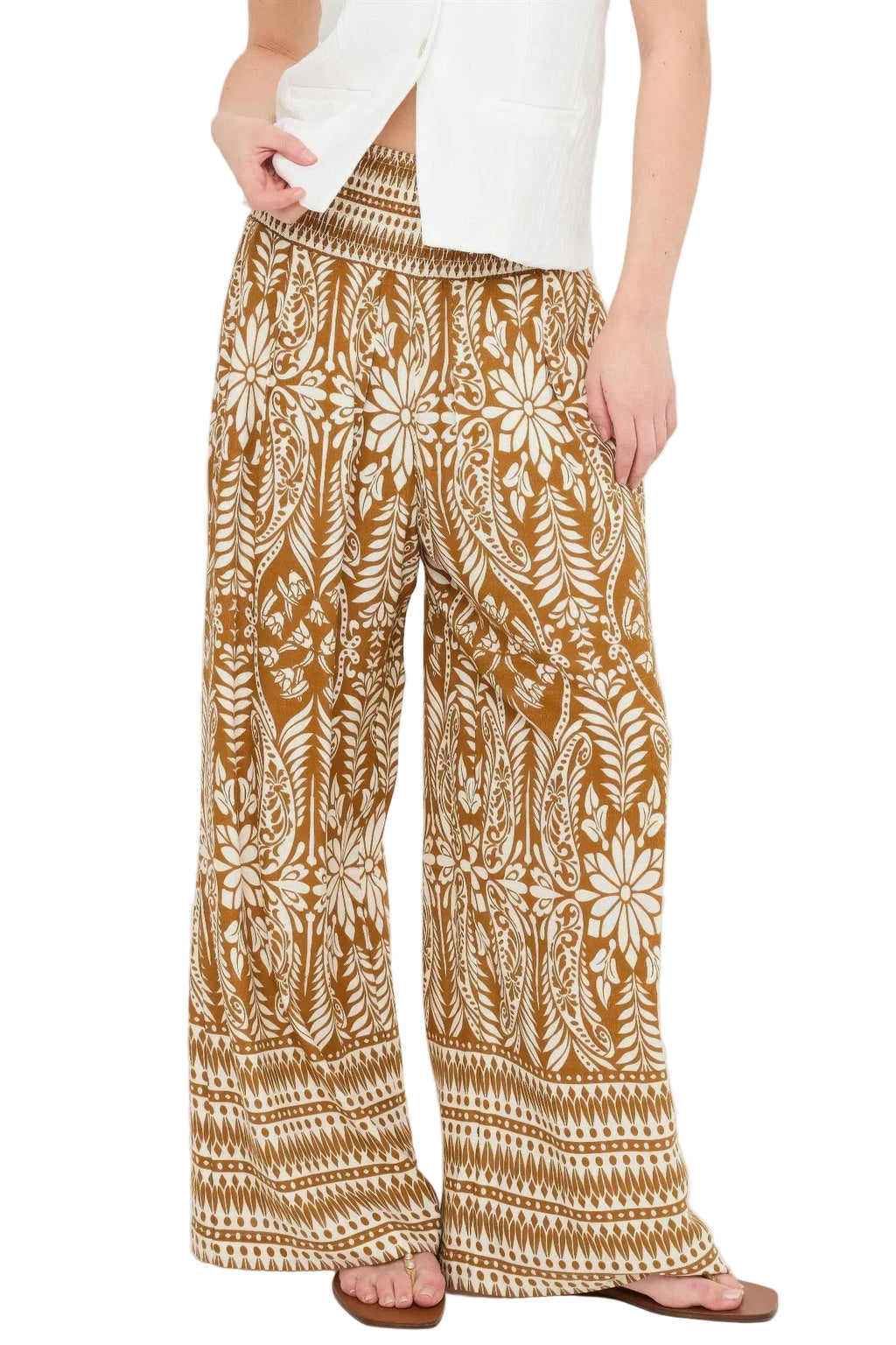 Smocked Waist Floral Pants