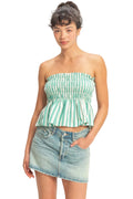 Striped Strapless Smocked Bandeau Top