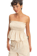 Striped Strapless Smocked Bandeau Top