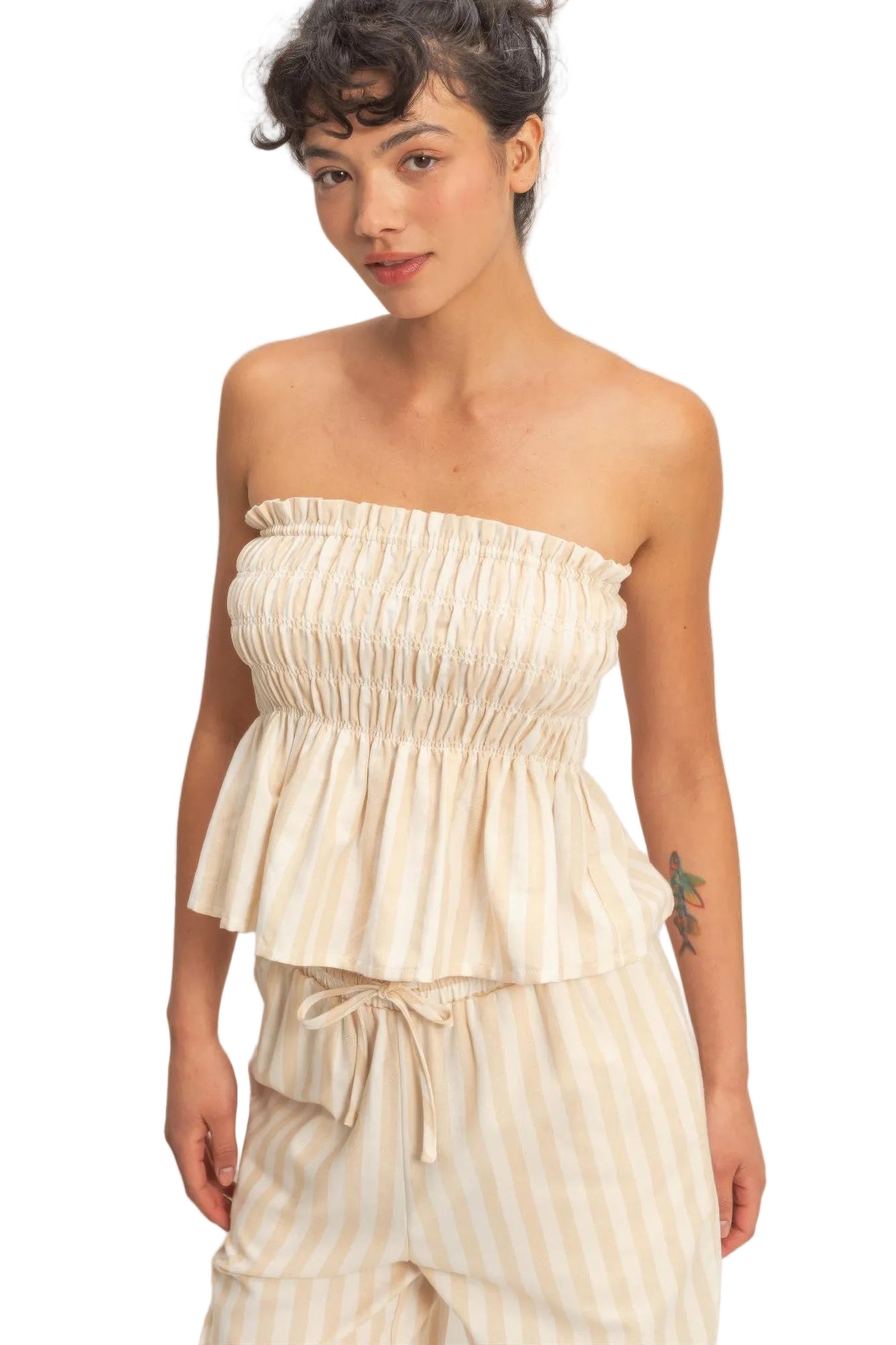 Striped Strapless Smocked Bandeau Top