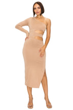 One-Shoulder Maxi Dress with Waist Cut-Out