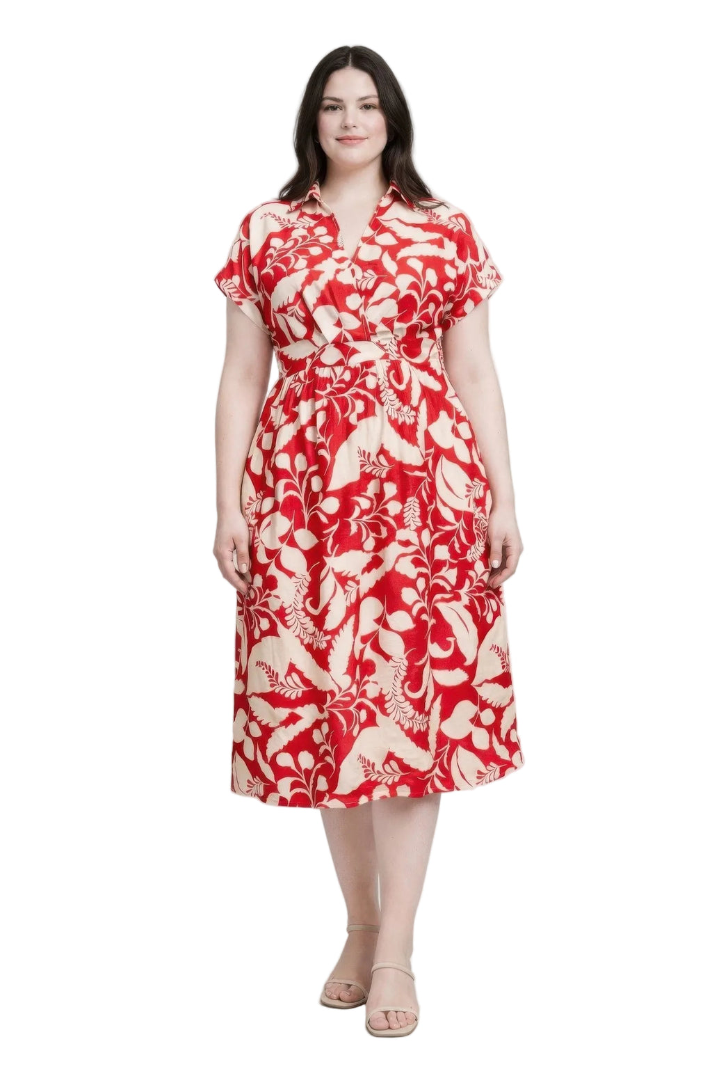 Floral Print Wrap Tie Midi Dress