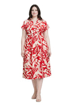 Floral Print Wrap Tie Midi Dress