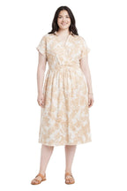 Botanical Print Collared Wrap Waist Midi Dress