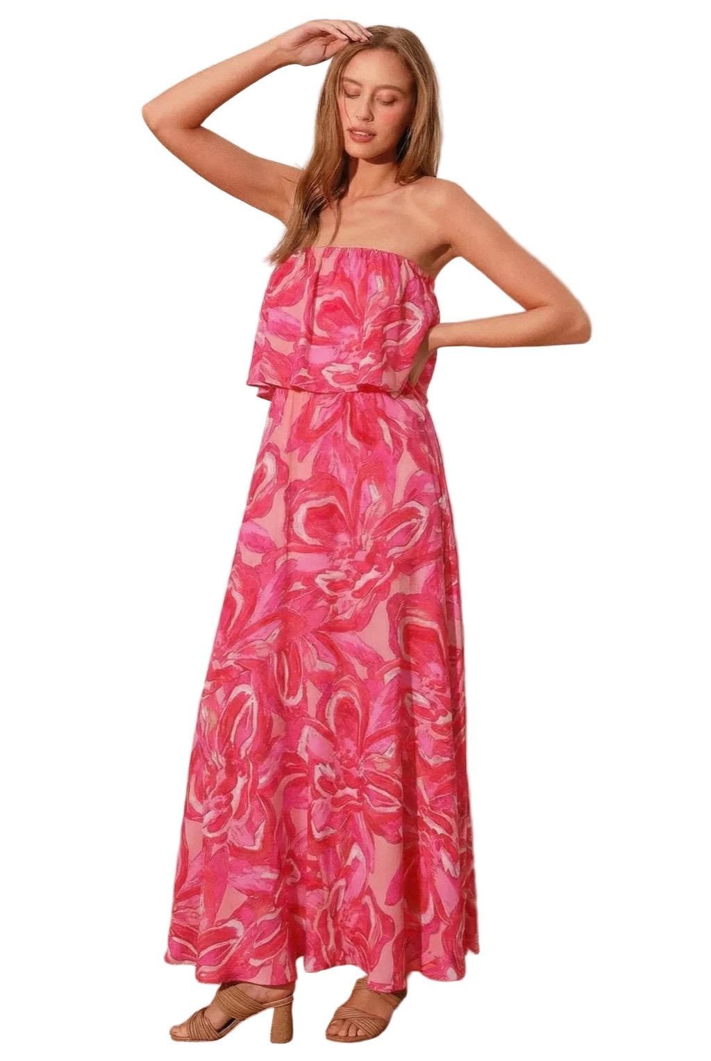 Chasing Petals Strapless Maxi Dress