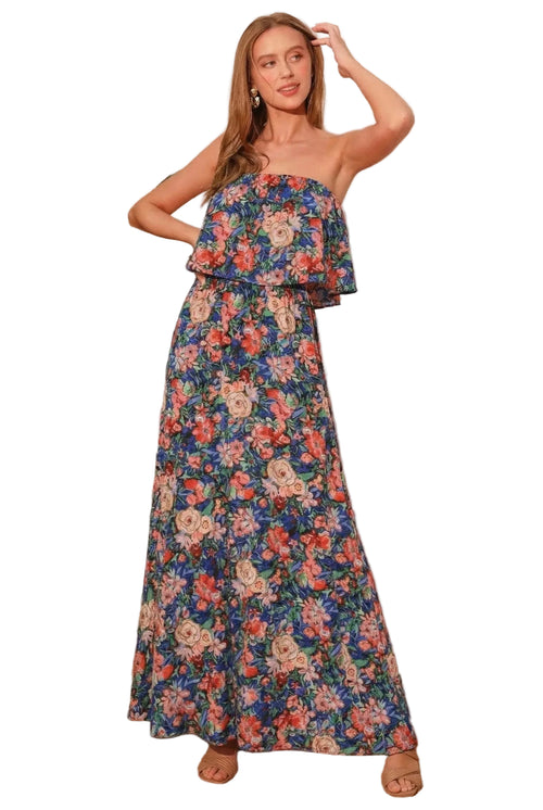 Bloom Party Strapless Maxi Dress