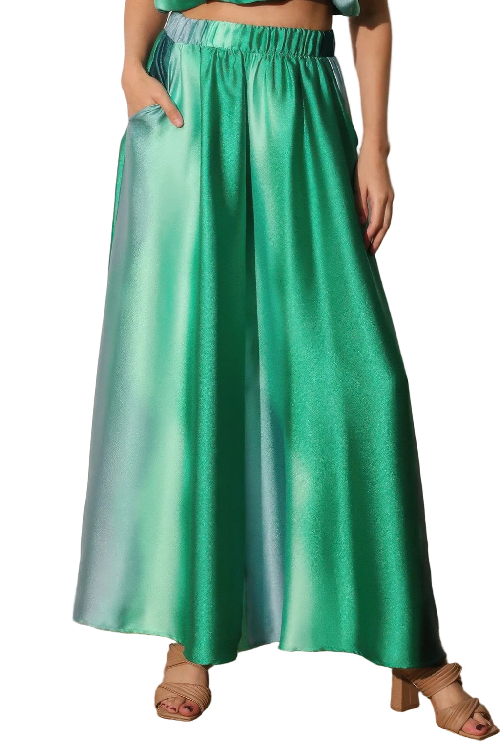 Ombre Satin Extra Wide Leg Pants