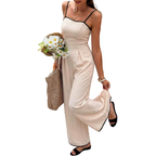 Casual Fashion Jumpsuit Sleeveless Contrast Trim Wide Leg Lightweight Overall
