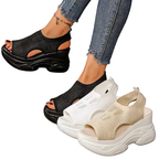 Casual Platform Sandals Mesh Rubber Open Toe High Heels Summer Shoes