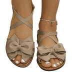 Casual Sandals Bow Crisscross Ankle Strap Low Heels Women's Lightweight Shoes