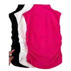 Casual Women's Tank Top Sleeveless Ruched Mock Neck Stretchy Solid Blouses