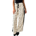 Casual Loose Pants Leopard Cream Side Stripe Drawstring with Pockets