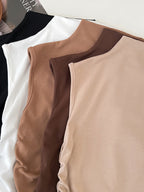 Casual Women's Tank Top Sleeveless Ruched Mock Neck Stretchy Solid Blouses