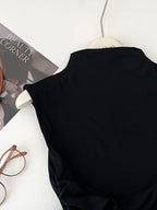 Casual Women's Tank Top Sleeveless Ruched Mock Neck Stretchy Solid Blouses