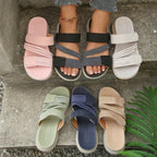 Women's Casual Sandals Cross Strap Open Toe Adjustable Rubber Summer Shoes