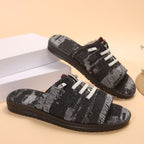 Women's Platform Sandals Denim Lace-up Raw Open Toe Casual Summer Flats