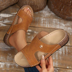 Women's Wedge Sandals Open Toe Breathable Cut Out Mid Heels Summer Shoes