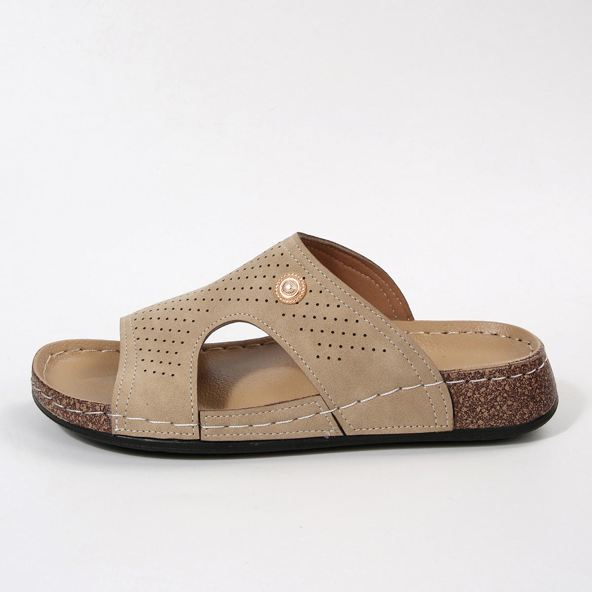 Women's Wedge Sandals Open Toe Breathable Cut Out Mid Heels Summer Shoes