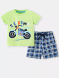 Children's Boy's Set Cotton Extreme Stunts Motorcycle Graphic T-Shirt and Shorts