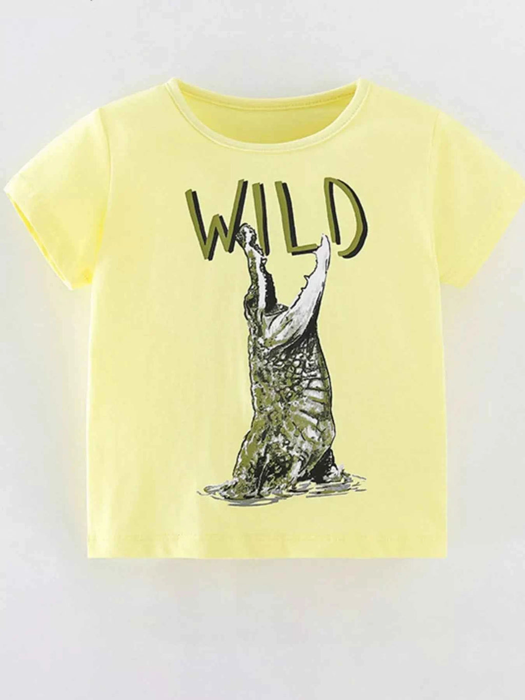 Children's Boy's T-Shirt Yellow Wild Crocodile Graphic Short Sleeve Top