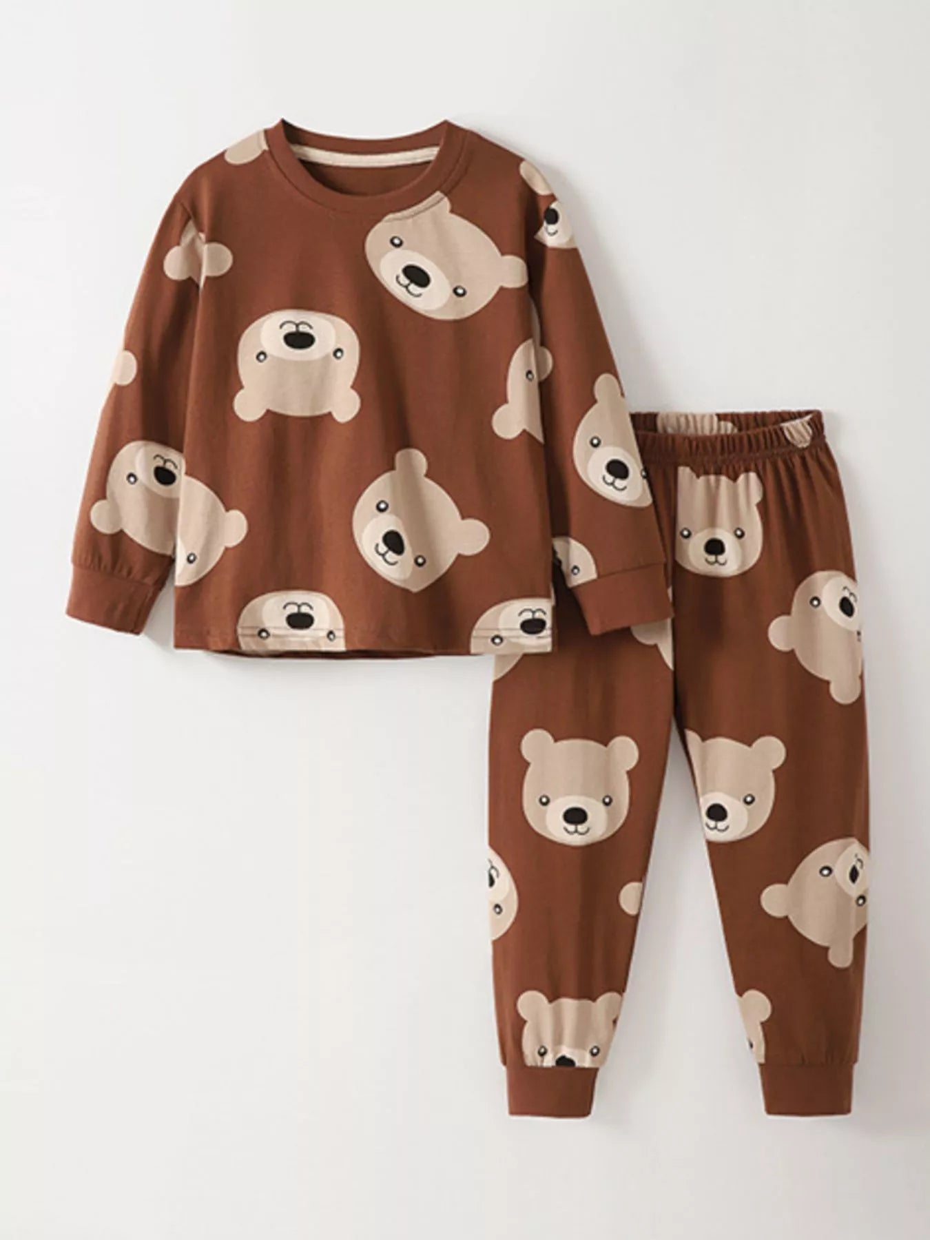 Children's Pajama Set Brown Cute Bear Print Long Sleeve Brown Children_s_Pajama_Set_Brown_Cute_Bear_Print_Long_Sleeve Trendsi