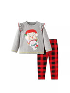 Children's Pajama Set Christmas Santa Long Sleeve Gray Red Plaid Pnats Gray Children_s_Pajama_Set_Christmas_Santa_Long_Sleeve_Gray_Red_Plaid_Pnats Trendsi