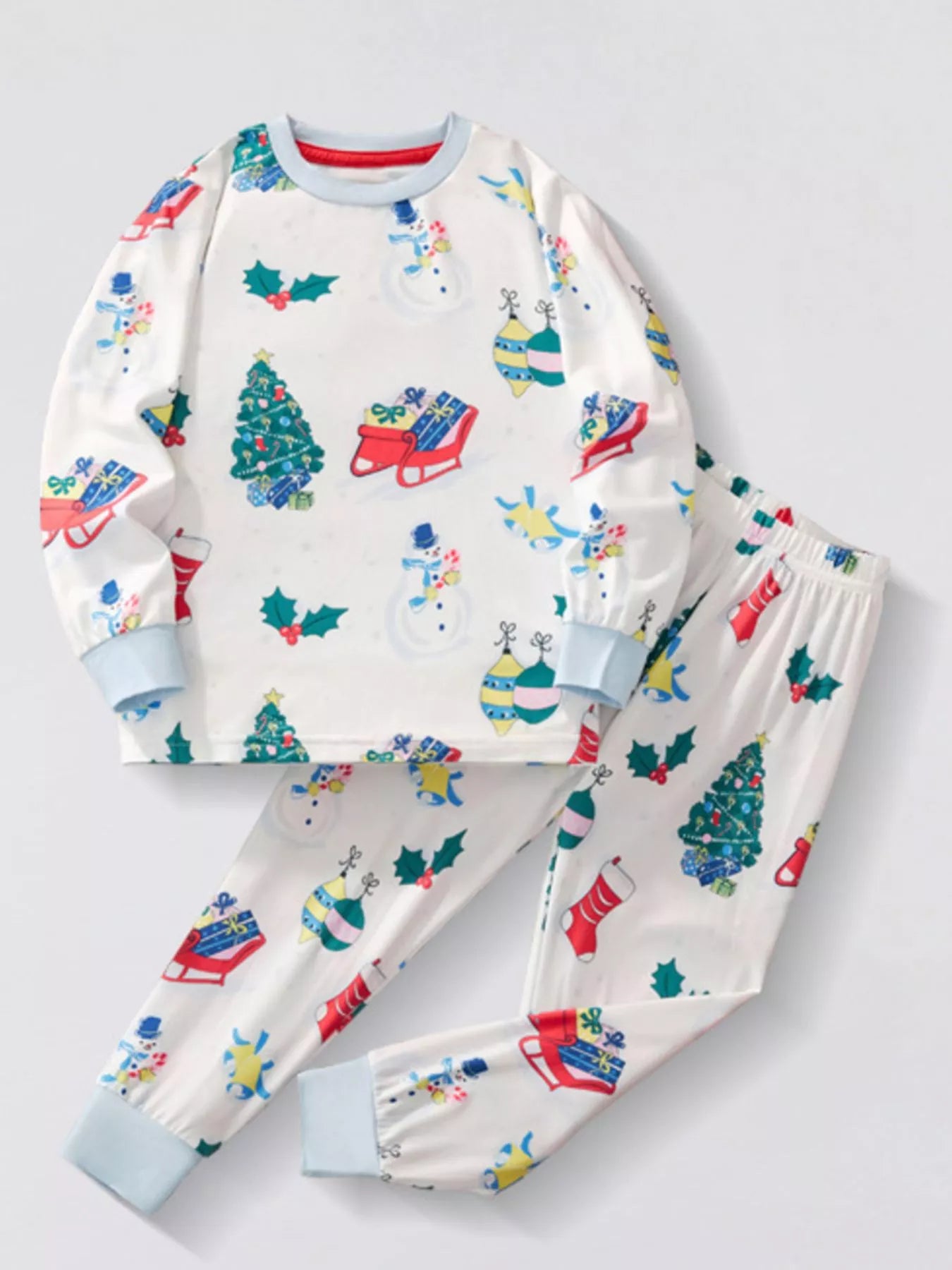 Children's Pajama Set Christmas White Print Round Neck Top and Pants 2 Pcs White Children_s_Pajama_Set_Christmas_White_Print_Round_Neck_Top_and_Pants_2_Pcs Trendsi