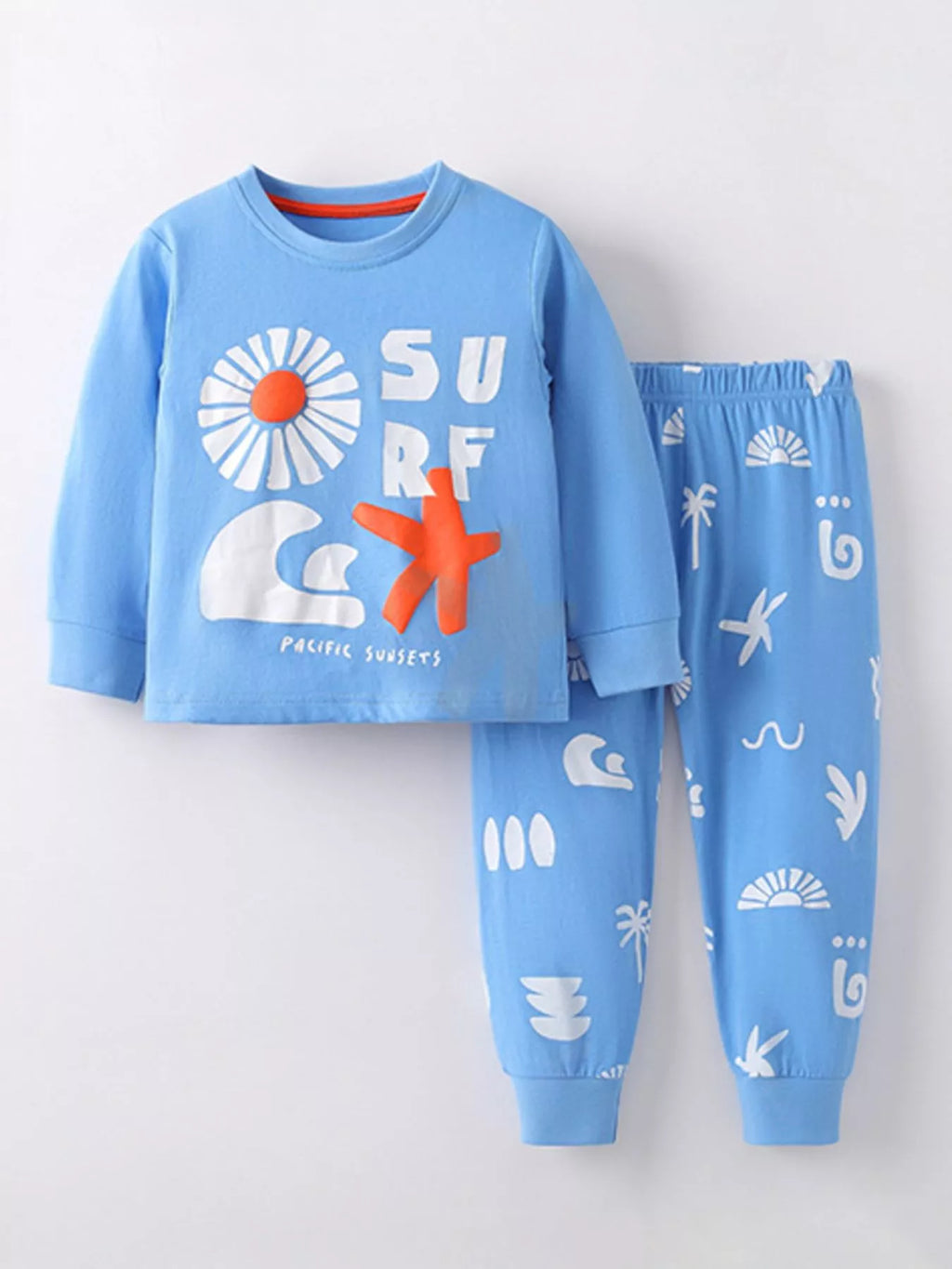 Children's Sky Blue Long Sleeve Top and Pants Set Sky Blue Children_s_Sky_Blue_Long_Sleeve_Top_and_Pants_Set Trendsi