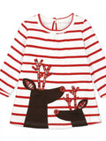 Christmas Girl's Dress Striped Reindeer Children's A -Line Long Sleeve White Christmas_Girl_s_Dress_Striped_Reindeer_Children_s_A_-Line_Long_Sleeve Trendsi