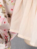 Floral Ruffle Mini Party Dress V-Neck Ruched Buttoned Corset Waist Long Sleeve