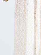 Lace Maxi Dress Mock Neck Long Sleeve White Sheer Lined Wave Ruffle Mesh