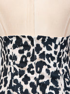 Sexy Minikleid V-Ausschnitt Neckholder Rüschen Ärmellos Cutout Leopard Blumenmuster Rückenfrei