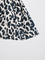 Sexy Minikleid V-Ausschnitt Neckholder Rüschen Ärmellos Cutout Leopard Blumenmuster Rückenfrei