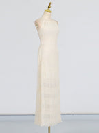 Halter Maxi Dress Ruched Ruffle Layered Sleeveless Party Backless Tied Smocked