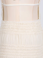 Halter Maxi Dress Ruched Ruffle Layered Sleeveless Party Backless Tied Smocked