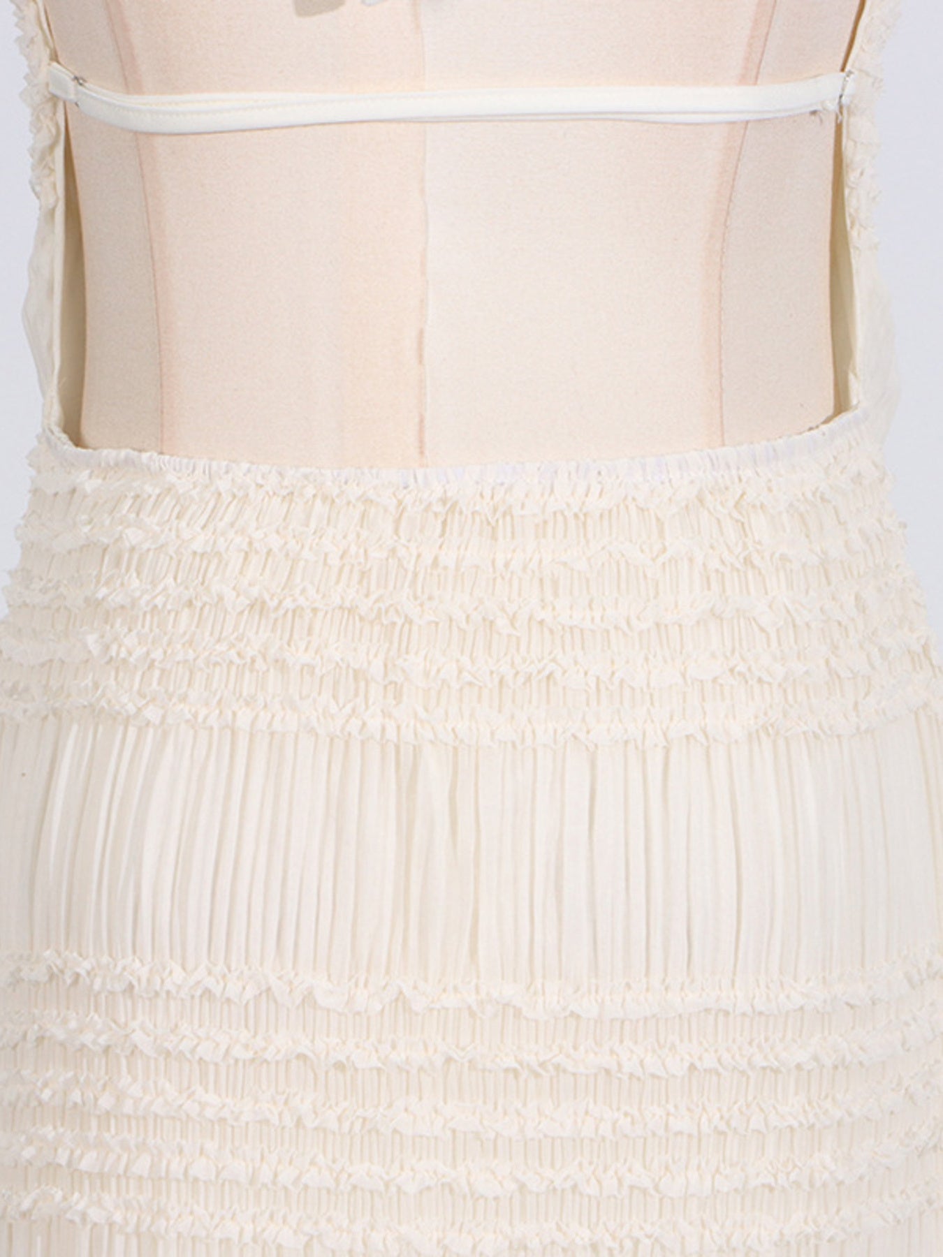 Halter Maxi Dress Ruched Ruffle Layered Sleeveless Party Backless Tied Smocked