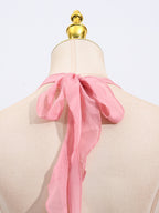 Sequin Mini Dress Halter Neck Backless Tied Party Sleeveless Mesh Lightweight