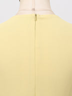 Summer Maxi Dress Yellow Sleeveless Ruched High-Slit Zipper Beach Elegant