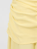 Summer Maxi Dress Yellow Sleeveless Ruched High-Slit Zipper Beach Elegant