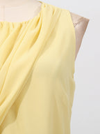 Summer Maxi Dress Yellow Sleeveless Ruched High-Slit Zipper Beach Elegant