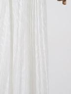 Party Maxi Dress V-Neck White Wave Pattern Long Balloon Sleeve Ruffle Backless