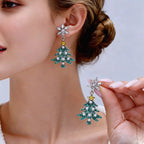 Dangle Earrings Christmas Tree Snowflake Rhinestone Silver-plated Green onesize Dangle_Earrings_Christmas_Tree_Snowflake_Rhinestone_Silver-plated Trendsi