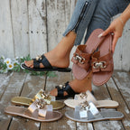 Women's Casual Flat Sandlas Buckle Cut Out Open Toe Summer Shoes