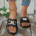 Women's Casual Flat Sandlas Buckle Cut Out Open Toe Summer Shoes