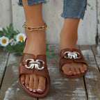 Women's Casual Flat Sandlas Buckle Cut Out Open Toe Summer Shoes